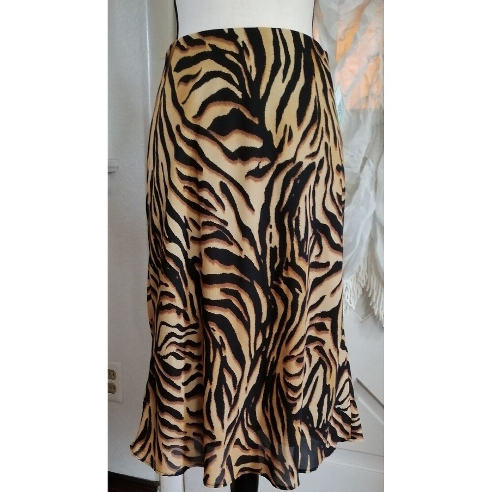 Vintage Animal Print Women Skirt Midi Size M Pull Up Lined Made in USA